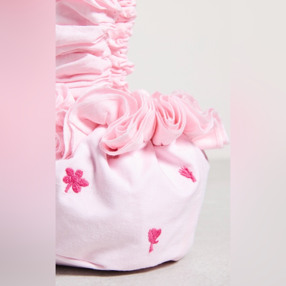 Fanm Mon Shou Shou Sara Mini Tote Bag Pink Floral Embroidered NWT - Picture 5 of 16